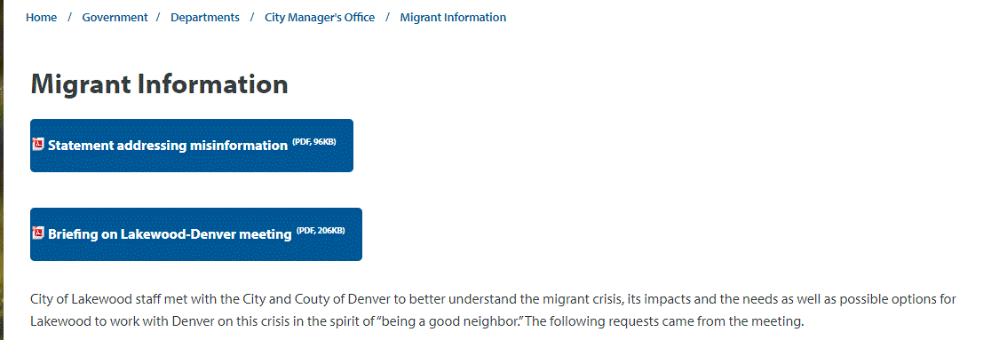 Lakewood migrant information website