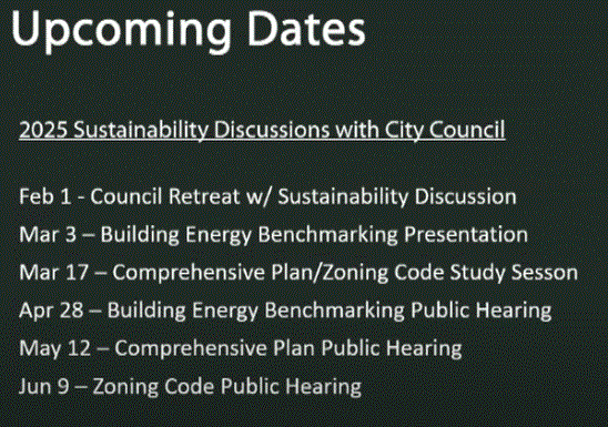 Upcoming dates on sustainability
Feb 1, Mar 3 Mar 17, Apr 28, May 12, Jun 9